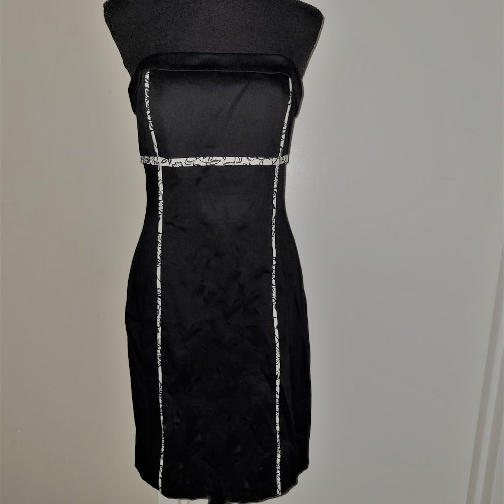 WHBM Black/Patterned Strapeless Dress - 8
